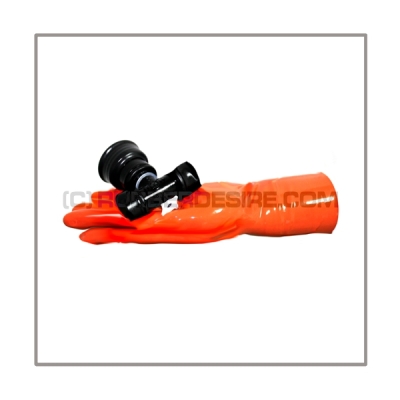 Gasmask-t-joint T-MEDI-F with 22 mm mediport male to gasmask-connector-thread female and 22 mm mediport male plus a lockable breathing reduction vent